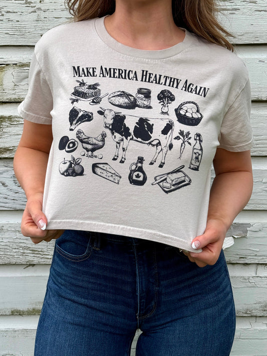 Make America Healthy Again Collage - Crop Top (Bone)