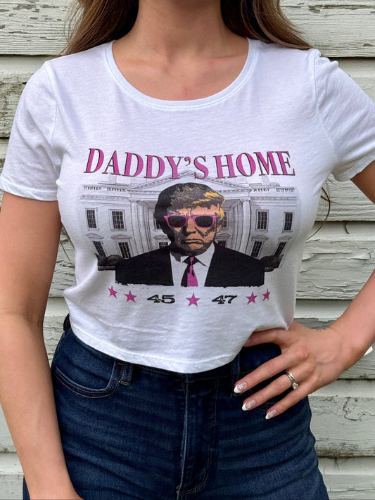 Daddy's Home Crop Top - White