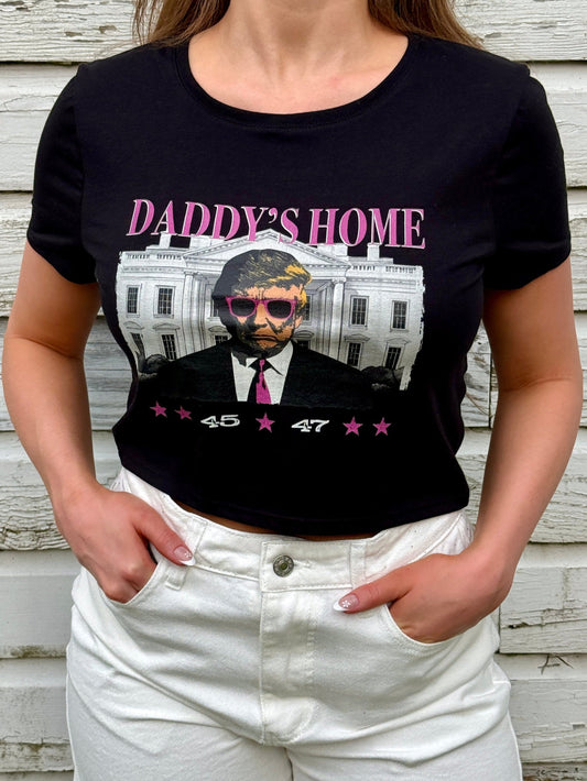 Daddy's Home Crop Top - Black